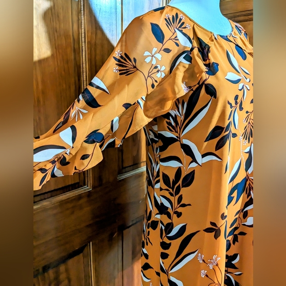 Ann Taylor Factory, Floral Shift Ruffle Mini Dress, Size 0 - Picture 8 of 14